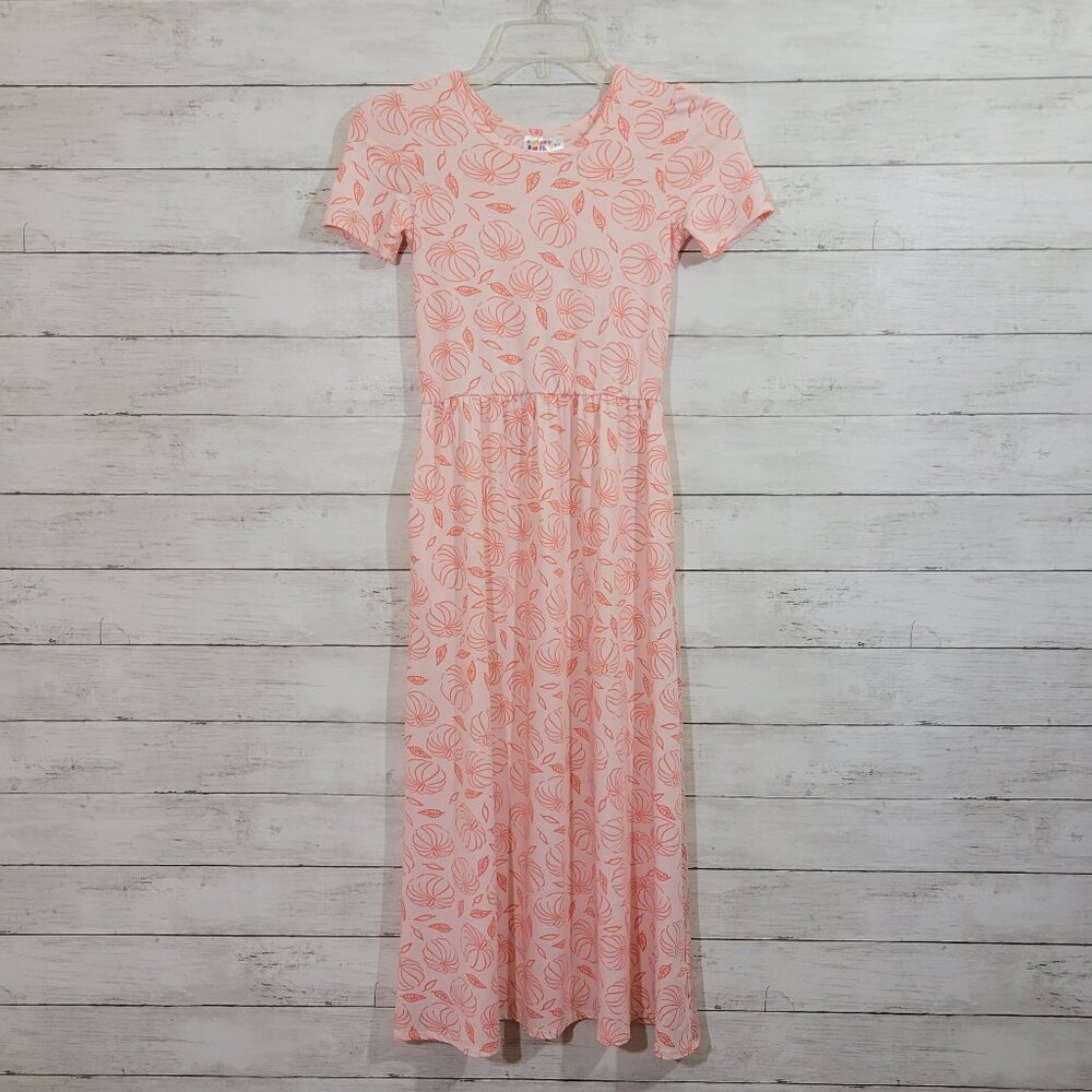 Dot Dot Smile Long Maxi‎ Dress Fall Print Pumpkins Leaves Orange Size 8/10